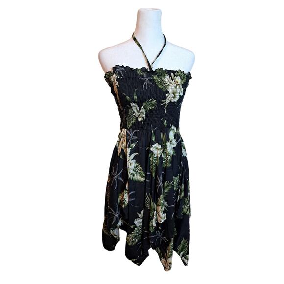 Women's Fairy Dress in Orchid Palms Black Bahama Beach Cover Sz M - Picture 2 of 5